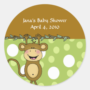 BABY MONKEY Ronde Baby Shower Favor Stickers