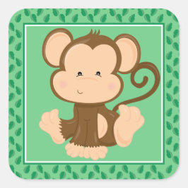 Baby Monkey | Safari Animals Party Vierkante Sticker
