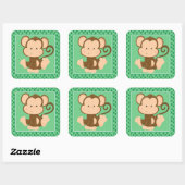 Baby Monkey | Safari Animals Party Vierkante Sticker (Vel)