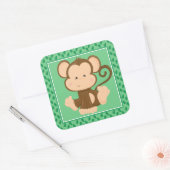 Baby Monkey | Safari Animals Party Vierkante Sticker (Envelop)