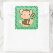 Baby Monkey | Safari Animals Party Vierkante Sticker (Tas)