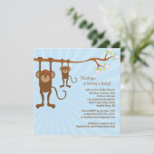 Baby Monkey Safari Baby shower Uitnodiging (Staand voorkant)