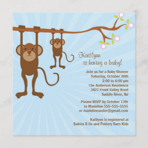 Baby Monkey Safari Baby shower Uitnodiging