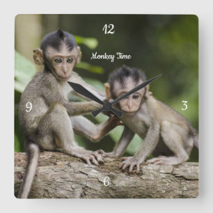 Baby Monkey Wall Clock Vierkante Klok