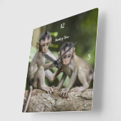Baby Monkey Wall Clock Vierkante Klok (Hoek)