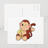 Baby Monkey with Banana Briefkaart (Voorkant / Achterkant)