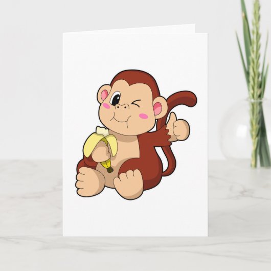 Baby Monkey with Banana Kaart (Voorkant)