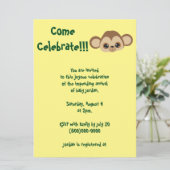 Baby Monkey Yellow Baby shower Kaart (Staand voorkant)