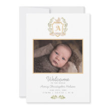 Baby Monogram A | Neutrale geboorte Announcem