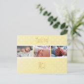 Baby monogram dank je, polka dots aankondigingskaart (Staand voorkant)