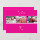 Baby monogram Dank u / foto's Aankondigingskaart (Voorkant / Achterkant)