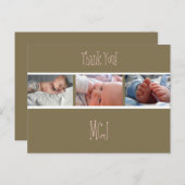 Baby monogram Dank u, voeg uw foto's in Aankondigingskaart (Voorkant / Achterkant)