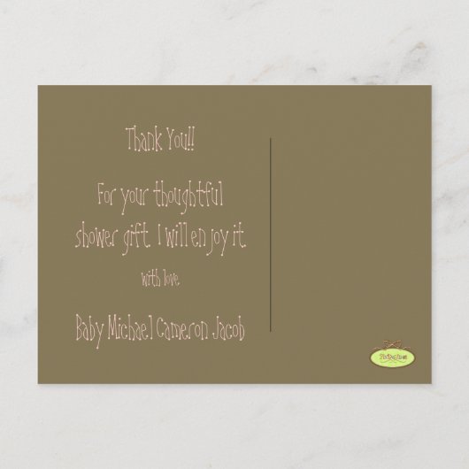 Baby monogram Dank u, voeg uw foto's in Aankondigingskaart (Achterkant)