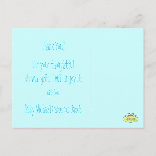 Baby monogram Dank u, voeg uw foto's in Aankondigingskaart (Achterkant)