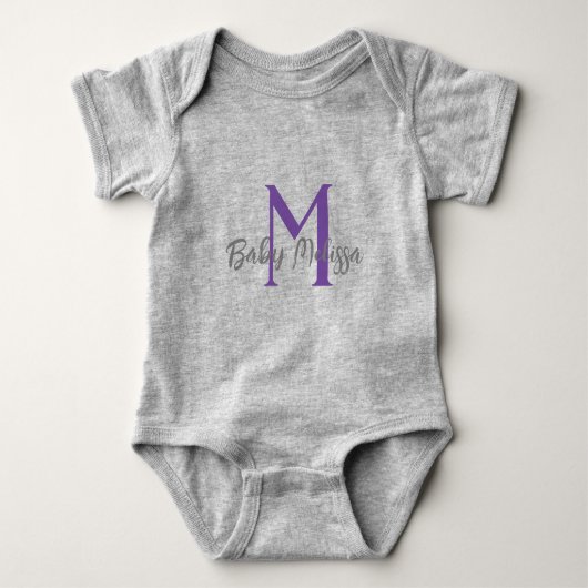 baby monogram grijs unisex naam personaliseren min romper (Voorkant)