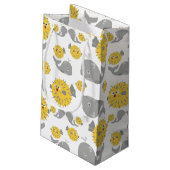 Baby monogram grijze walvis en zwarte Cartoon Klein Cadeauzakje (Achterkant Gekanteld)