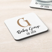 Baby monogram naam minimaal eenvoudig bier onderzetter (Linkerzijde)