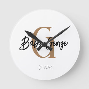 baby monogram unisex cadeaunaam personaliseren min ronde klok