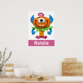 Baby Monster Baby Girl Shower Nursery Poster (Keuken)