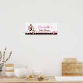 Baby Moo Koe Roze Baby shower Banner Poster (Keuken)