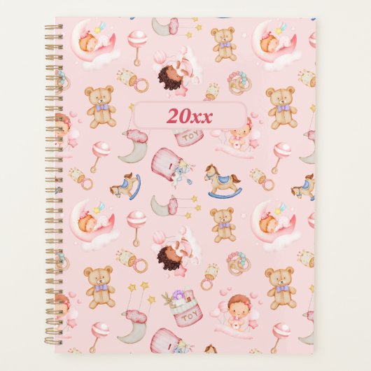 Baby Moon Star Beer Speelgoed Roze Thema Gepersona Planner (Voorkant)