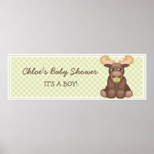 Baby Moose Baby shower Banner Poster (Voorkant)