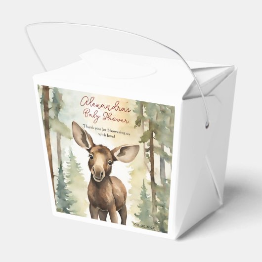 Baby Moose Baby shower Genderneutraal Bedankdoosjes (Achterkant)