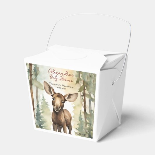 Baby Moose Baby shower Genderneutraal Bedankdoosjes (Voorkant Zijde)