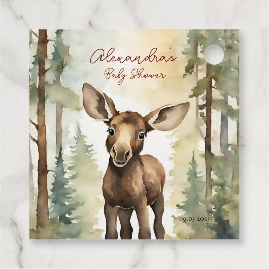 Baby Moose Baby shower Genderneutraal Bedankt Bedankjes Labels (Achterkant)