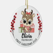 Baby Moose Baby's eerste kerstmis Keramisch Ornament (Rechts)