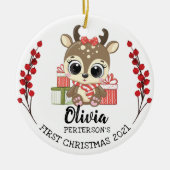 Baby Moose Baby's eerste kerstmis Keramisch Ornament (Voorkant)