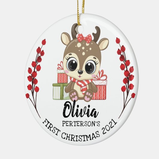Baby Moose Baby's eerste kerstmis Keramisch Ornament (Links)