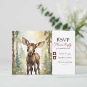 Baby Moose Genderneutraal Baby shower RSVP Kaartje (Staand voorkant)