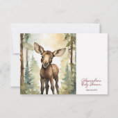 Baby Moose Genderneutraal Baby shower RSVP Kaartje (Achterkant)