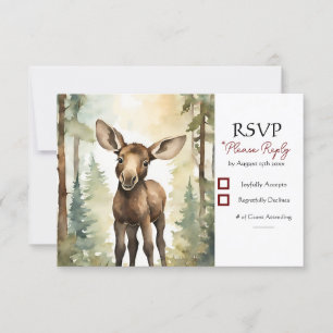 Baby Moose Genderneutraal Baby shower RSVP Kaartje