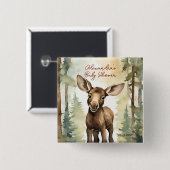 Baby Moose Genderneutraal Baby shower Vierkante Button 5,1 Cm (Voorkant /achterkant)