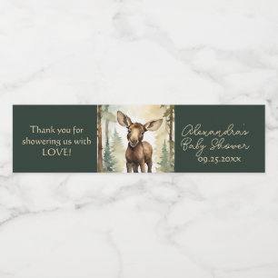 Baby Moose Genderneutraal Baby shower Waterfles Etiket