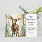 Baby Moose Geslachtsneutraal Baby shower Uitnodigi Kaart (Staand voorkant)