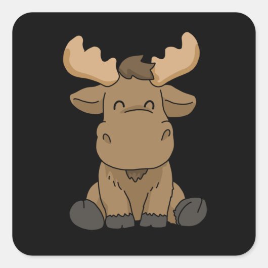 Baby Moose Gift Women Moose Gift Mannen Moose Vierkante Sticker (Voorkant)