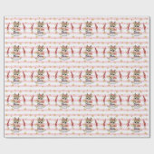 Baby Moose Pink Glitter Stripe Babys 1 Kerstmis Cadeaupapier (Vlak)