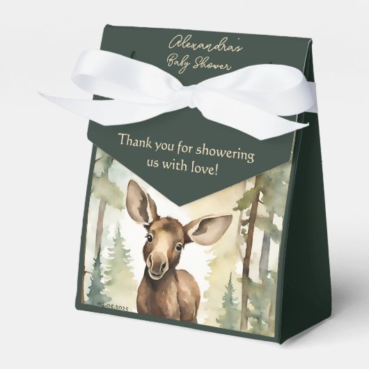 Baby Moose Schattige genderneutraal Baby shower Bedankdoosjes (Voorkant Zijde)