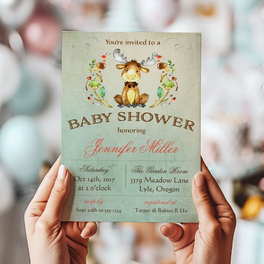 Baby Moose Shower-uitnodiging Kaart