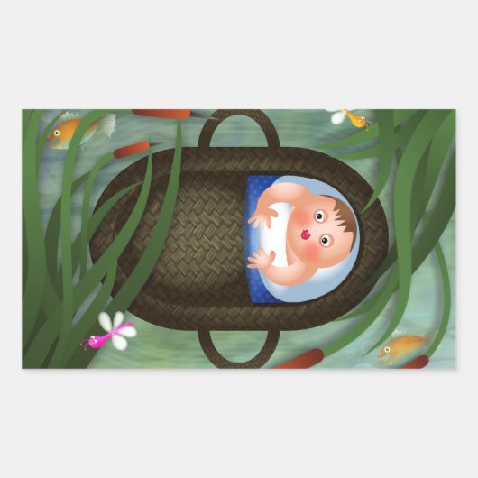 Baby Moses Passover Cartoon Rechthoekige Sticker (Voorkant)