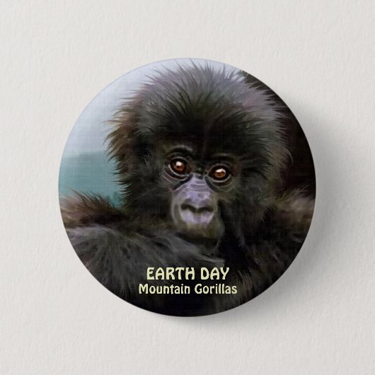 Baby Mountain Gorilla EARTH DAY Button (Voorkant)