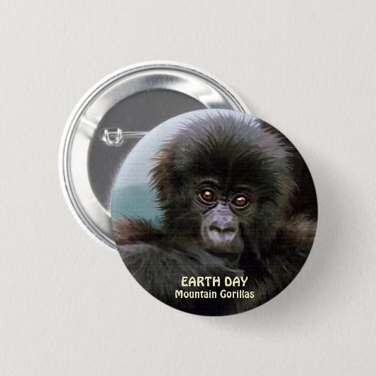 Baby Mountain Gorilla EARTH DAY Button (Voorkant /achterkant)