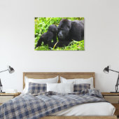 Baby Mountain Gorilla Kisses Silverback Gorilla Canvas Afdruk (Insitu (Slaapkamer))