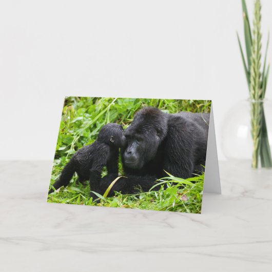Baby Mountain Gorilla Kisses Silverback Gorilla Kaart (Voorkant)