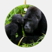 Baby Mountain Gorilla Kisses Silverback Gorilla Keramisch Ornament (Achterkant)