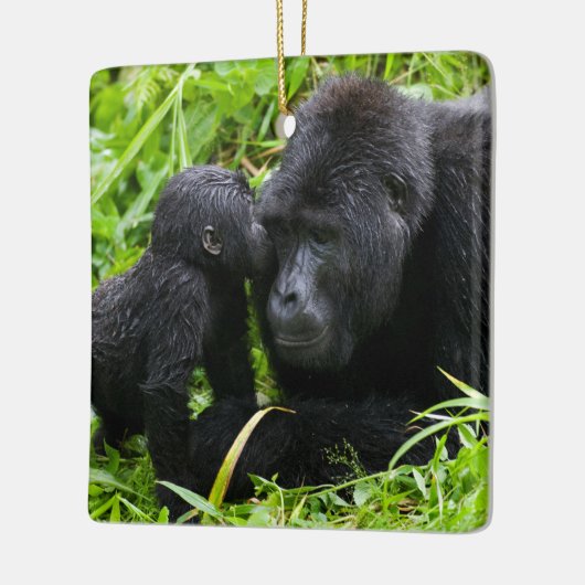 Baby Mountain Gorilla Kisses Silverback Gorilla Keramisch Ornament (Links)