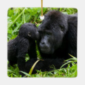 Baby Mountain Gorilla Kisses Silverback Gorilla Keramisch Ornament (Achterkant)